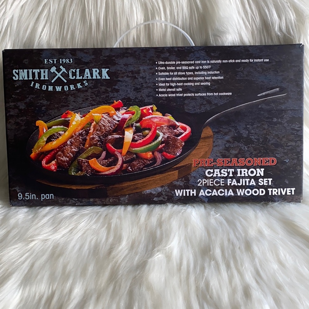 Smith Clark Ironworks Cast Iron Fajita Set  9.5"